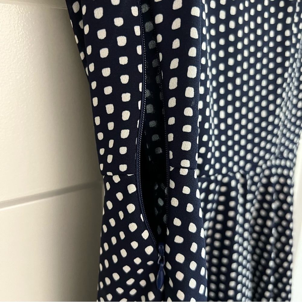 Altar’d State Navy Blue Polka Dot Sweetheart Flare Dress - Picture 10 of 11